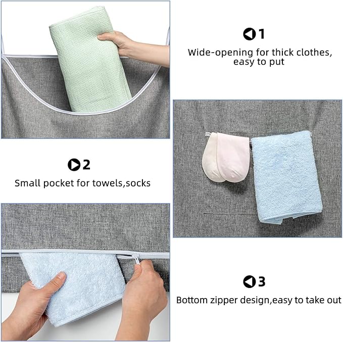 SAVERHO X-Large Door Hanging Hamper Bag,2 Pack Large Capacity Hanging Laundry Hamper Basket with Wide Opening Dirty Clothes Laundry Hamper Storage Bag Size 35X22inch(Grey-2Pack)