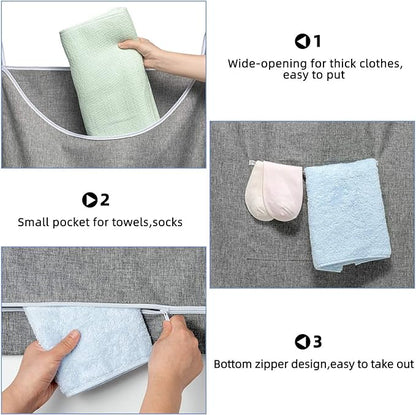 SAVERHO X-Large Door Hanging Hamper Bag,2 Pack Large Capacity Hanging Laundry Hamper Basket with Wide Opening Dirty Clothes Laundry Hamper Storage Bag Size 35X22inch(Grey-2Pack)