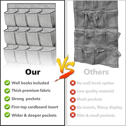 homyfort 2 Pack Over the Door Shoe Organizer, Hanging Shoe Rack Storage Holder with 48 Large Pockets for Closet Door (Grey)