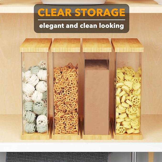 SpaceAid Bamboo Food Storage Container - Airtight Cereal Containers with Lids, Kitchen Cereal Canisters Pantry Organizers and Storage for Rice, Flour, Coffee, Snack, Medium 1 Pack