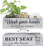 Rustic Farmhouse Bathroom Decor Box, Toilet Paper Basket with 2 Sides Signs, Gray-wash Your Hands
