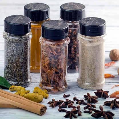 TUZAZO 14 Pcs Spice Bottles Plastic Seasoning Containers, 3 Oz Clear Plastic Spice Jars with Shaker Lids Empty for Spice & Herbs, Powders, Glitters, BPA Free | Heavy Duty | Wide Mouth | Dual Flaps