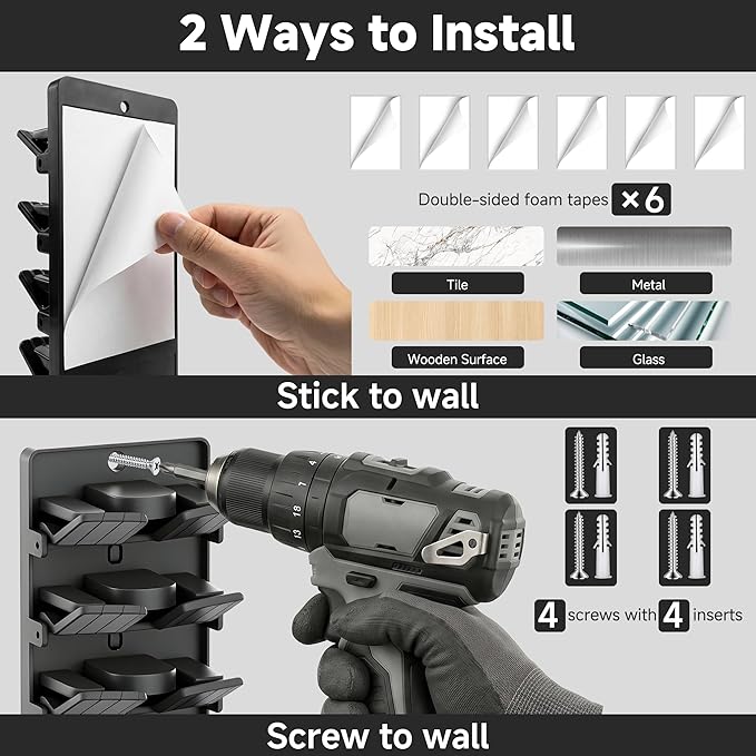2 Pack Hat Organizer for Baseball Caps Wall Mounted, Hat Rack & Hat Holder with Strong Adhesive or Screws, Spring Clips Secure Hold, Space Saving Hat Organizer for Door, Closet or Entryway