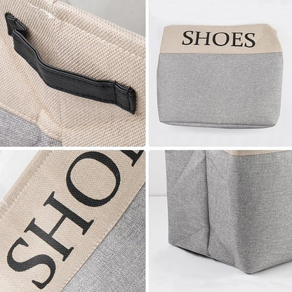 2 Pack Storage Basket for Shoe Organizer, Flodable Space-Saving Storage Bin Decorative Basket Shoe Storage Bin Organizer for Hallway Entryway Home Decor Living Room