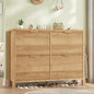 YOMILUVE Shoe Cabinet Storage for Entryway, Fluted Shoe Cabinet with 4 Flip Drawers, Hidden Shoe Rack Freestanding Wooden Shoe Organizer with Legs for Hallway, Oak