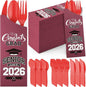 Funnymoom 400 Pcs 2026 Graduation Wrapped Silverware Bags Holder - Disposable Dinnerware Set Includes Plastic Spoons Knives and Forks, Class of 2026 Parties School Congrats Supplies(Burgundy)