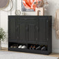 Shoe Cabinet with Adjustable Shelves, Minimalist and Modern Shoe Storage Organizer with Cabinets and Drawer, Space-saving Design Shoe Rack for Various Sizes of Shoes (Black-Customized Shelves 8)