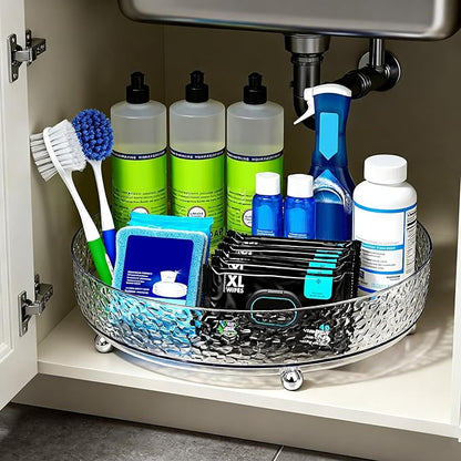 Dezzer 360° Rotating Makeup Organizer, 11" Clear Perfume Organizer Turntable Lazy Susan for Vanity, Pantry, Bathroom Counter, Cabinet, Spinning Cosmetic Storage Holder for Skincare, Perfume, Lotions
