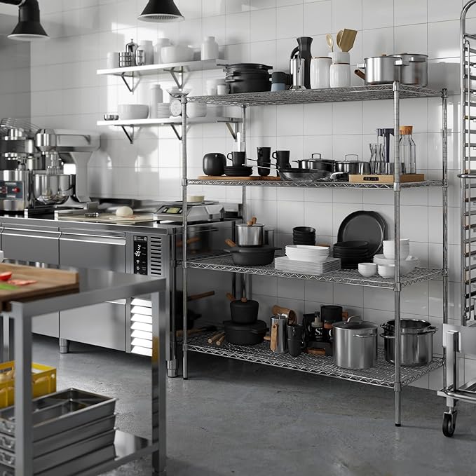 24" Deep x 54" Wide x 64" Height Wire Shelving Kit | 4-Tier | NSF Commercial Storage Rack Unit