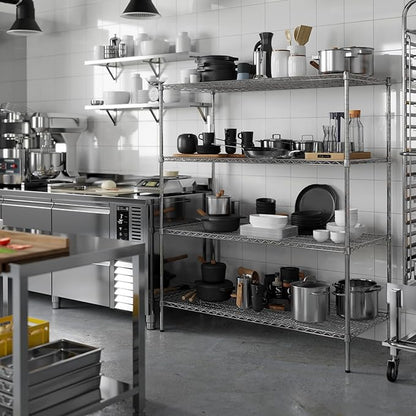 24" Deep x 54" Wide x 64" Height Wire Shelving Kit | 4-Tier | NSF Commercial Storage Rack Unit