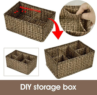 Cosmetic Storage Bins Makeup Organizer, Adjustable Multifunction Storage Box Desk Drawer Divider for Makeup Brushes, Bathroom Countertop or Dresser, Set of 4