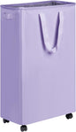 efluky Slim Laundry Hamper with Wheels, Rolling Laundry Basket for Clothes, Small Laundry Basket for Bedroom, Dorm and Laundry Room, 75L (19.8 Gallons) Purple