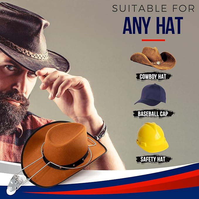Cowboy Hat Holder - Hat Rack Clip for Western Hats - For Cars, Trucks and Vans - Complete with Suction Cups