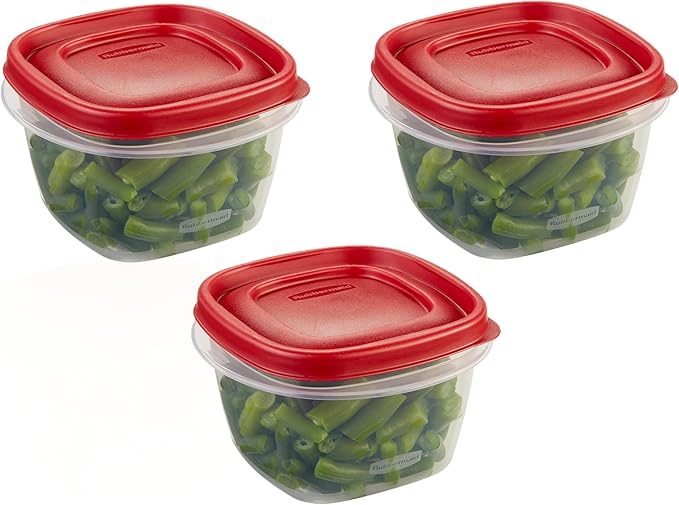 Rubber maid Food Storage Containers Two Cup Food Storage Containers 7 Piece Set, Easy Find Lids, 3 Containers, 3 Lids Chalk Pen And Chalk Labels