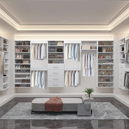 31.5" Wide Shoe Shelf Tower Modular Closet System, Shoe Storage Closet Tower with Shelves, White