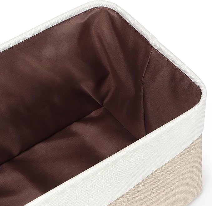 Foldable Storage Bin Collapsible Fabric Storage Basket Cube with Durable Handles Closet Organizer Bins for Organizing Shelves Drawers, Set of 3, 15" x 10" x 9.5", Beige
