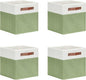 DULLEMELO 11x11 Cube Fabric Organizer Storage Bins for Shelf, Toy Square Green Bins, Kids Clothes Closet Baskets Storage, for Bedroom, Living Room, Dorm(White&Green-4 Pack)