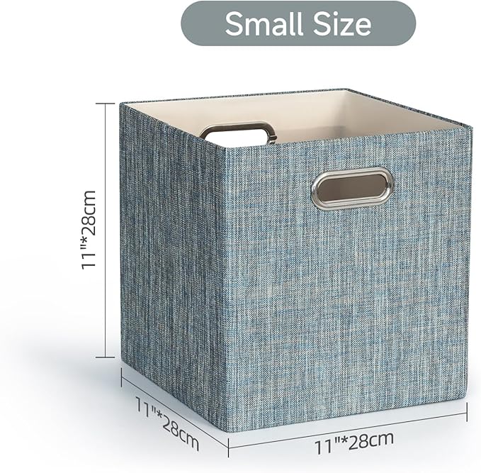 Posprica Storage Boxes, Foldable Organiser Cube Basket Bin, Thick and Heavy Duty (28×28×28cm/4pcs, Teal)