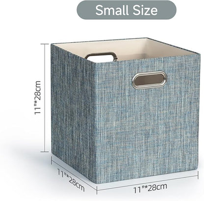 Posprica Storage Boxes, Foldable Organiser Cube Basket Bin, Thick and Heavy Duty (28×28×28cm/4pcs, Teal)