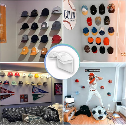 Baseball Hat Holder for Wall (White-10)