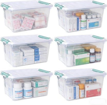 20 Quart Stackable Plastic Storage Bins with Lids, 6 Pack Durable Nestable Containers, Clear Latching Storage Box