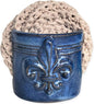 Fleur De Lis Sponge Holder for Sink White French Country Farmhouse Decor Compact Handmade Drain Rack (Blue)