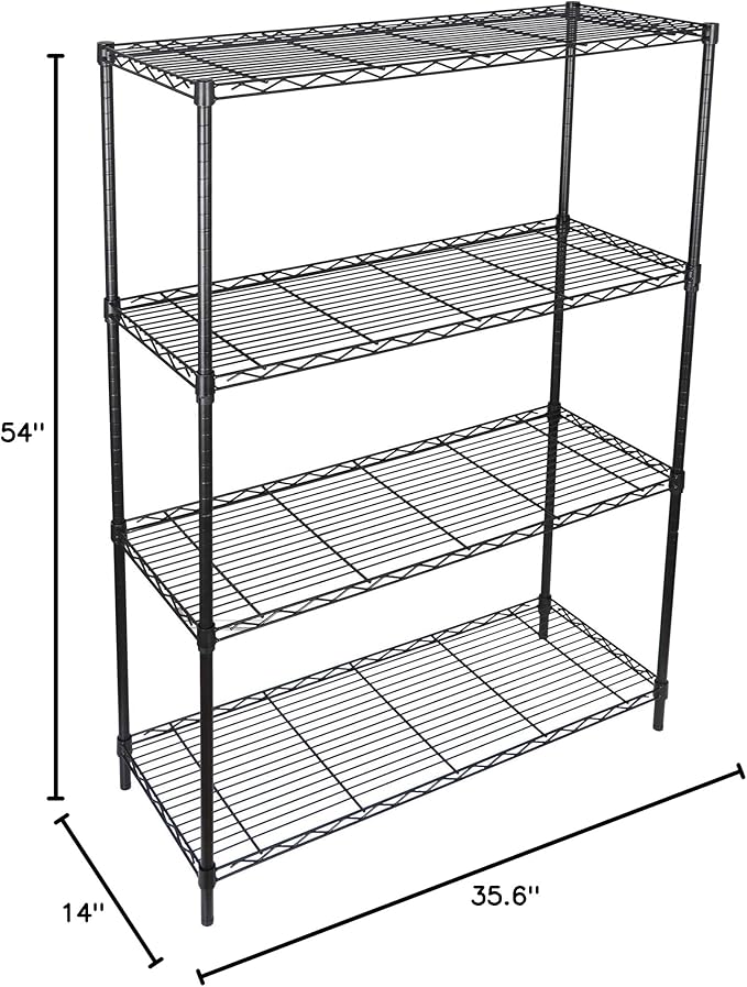 ZENY 4-Shelf Adjustable, Heavy Duty Storage Shelving Unit, Steel Organizer Wire Rack, Storage Rack with Leveling Feet for Kitchen Office Garage