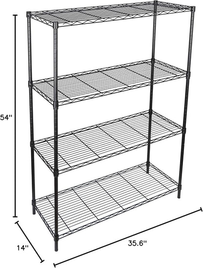 ZENY 4-Shelf Adjustable, Heavy Duty Storage Shelving Unit, Steel Organizer Wire Rack, Storage Rack with Leveling Feet for Kitchen Office Garage
