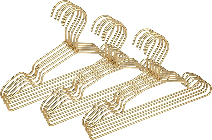 Gold Metal Wire Baby Clothes Hangers,12.6” Children Coat Pants Non Slips Toddler Infant Newborn Kids Hangers, Space Saving Baby Clothes Hangers