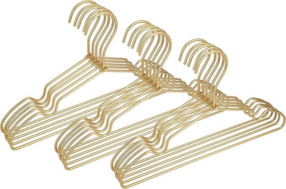 Gold Metal Wire Baby Clothes Hangers,12.6” Children Coat Pants Non Slips Toddler Infant Newborn Kids Hangers, Space Saving Baby Clothes Hangers