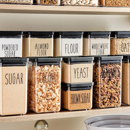 Talented Kitchen Kitchen Adhesive Labels - Waterproof Labels for Storage Bins - Pantry & Jar Stickers for Spices - Pack of 136, 2 x 3 in, Black Text on Clear Vinyl