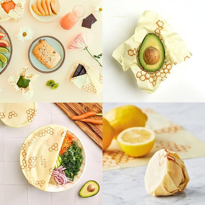 Bee's Wrap Beeswax Wraps for Food - 3 Pack of Assorted Beeswax Wraps - Small, Medium & Large Wrap - Plastic Free Made in USA Reusable Natural Food Wrap - Honeycomb Print