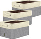 BALEINE 3 Pack Fabric Closet Storage Bins for Shelves, Linen Closet Organizers and Storage, Decorative Baskets for Organizing, Shelf, Clothes, Home, Office (Grey, 14''x10''x8.5'')