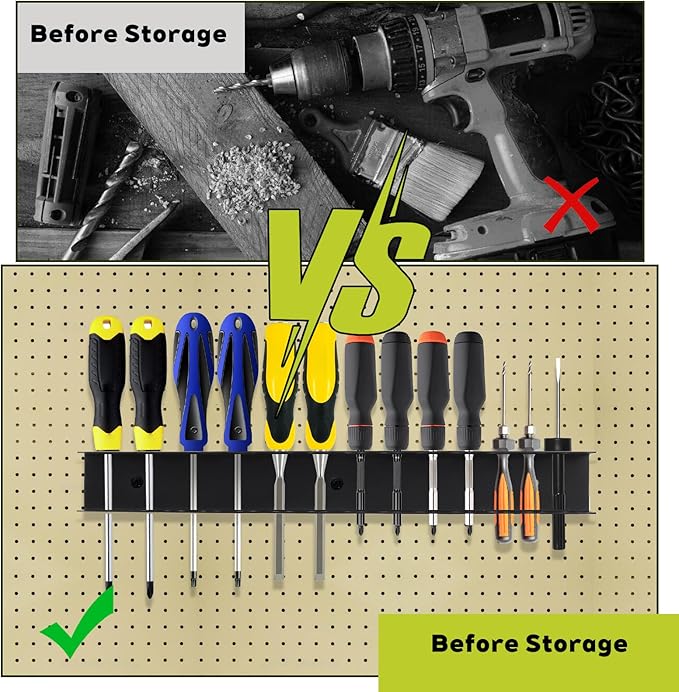 2 Pcs Screwdriver Plier Organizer Wall Mount, Screwdriver Rack, Metal Plier Holder Utility Tool Holder Organizers and Storage Rack for Garage Workshop Workbench Tool Chest Cart