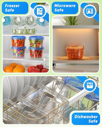 BiuLeon 12 Pack-17oz Freezer Storage Containers, Plastic Food Storage Containers with Twist Top Lids, BPA Free and Reusable Soup Containers with Lid, Microwave and Dishwasher Safe