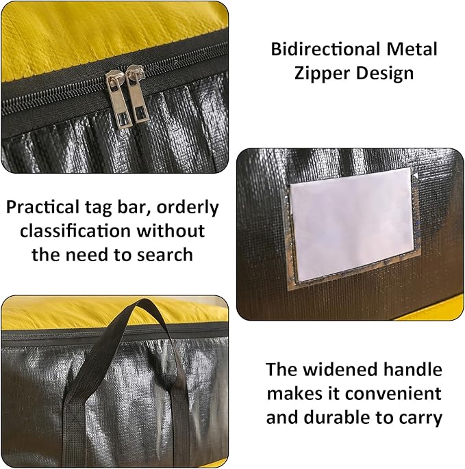 Upgrade Moving Bags Heavy Duty Extra Large,Heavy-Duty Storage Bags – Alternative to Moving Boxes, Plastic Storage Bins, Mattress Bags for Moving & College Essentials (yellow, 180L)