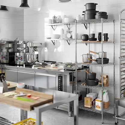 21" Deep x 24" Wide x 74" Height Wire Shelving Kit | 5-Tier | NSF Commercial Storage Rack Unit