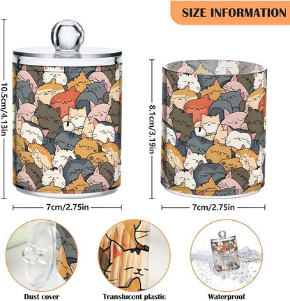 ALAZA 4pcs Cat Animal Kitten Color Qtip Holder Dispenser 14 oz Bathroom Storage Clear Apothecary Jars Containers Cotton Ball,Cotton Rounds,Floss Picks, Hair Clips, Food