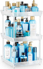 3 Tier Lazy Susan Bathroom Countertop Organizer, 360° Clear Rotating Square Storage Tray, Cosmetics and Perfume Organizer, Spinning Storage Tray Vanity Organizer Shelf for Bathroom Cabinet, Kitchen