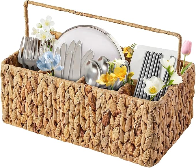 LYX&GC Utensil Caddy, Utensil Basket for Table,Napkin and Utensil Holder, Silverware Caddy, Cutlery Holder, Utensil Holder for Party, Picnic Caddy for Plates and Utensils…