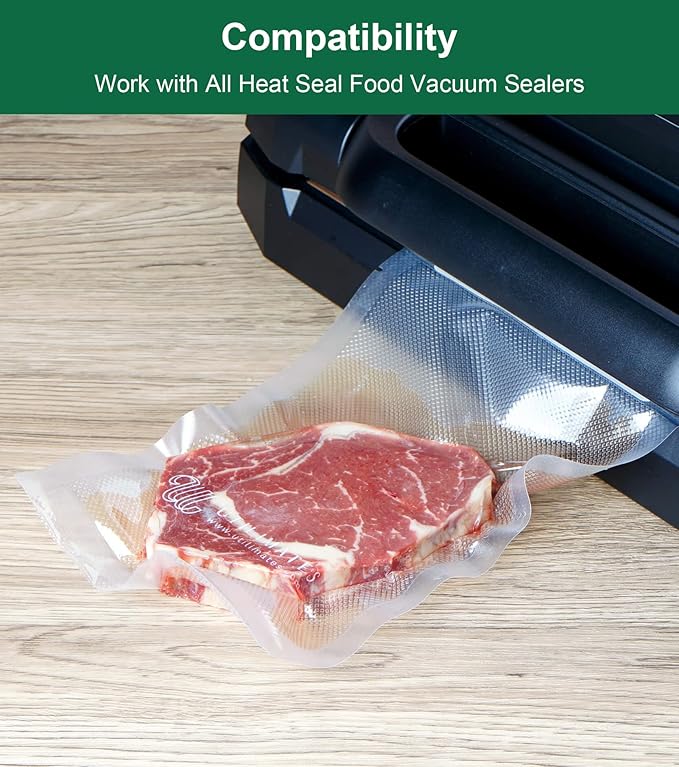 Pint Vacuum Sealer Bags for Food, 50 6x10 Inch, Preprinted Label, BPA-free Heavy Duty Small Food Saver Bags, Ideal for Sous Vide Bags, Freezer, Seal a Meal