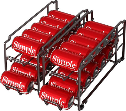 Simple Houseware Stackable Beverage Soda Can Dispenser Organizer Rack, Bronze - 2 Pack