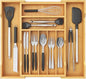 Lifewit Silverware Drawer Organizer, Expandable Utensil Tray for Kitchen, Flatware and Cutlery Holder, Wood Adjustable Storage for Spoons Forks Knives, 31-53 x 43cm, Natural