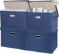 SNWDN 4 Pack Large collapsible Fabric Storage Bins with Lids Fabric storage box with lids for closet organizers and storage (Dark Blue 17.3x11.4x11.8 inches)
