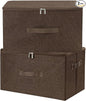 ANMINY 2PCS Storage Bins with Zipper Lids 36 Qt Lidded Fabric Storage Boxes Baskets Cubes with Handles Collapsible Washable Cotton Linen Closet Shelf Clothes Organizer Containers - Coffee, Large