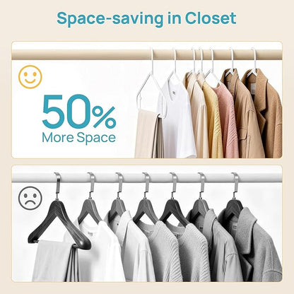 Vtopmart 20 Pack Plastic Clothes Hangers, 16.7in Standard StackFit Hangers for T-Shirt, Coats, Jackets, Sweaters, Non-Slip Slim Hanger with Hooks, Space-Saving in Closet, Durable Clothes Organizers