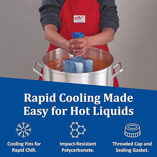 San Jamar Rapi-Kool Cold Paddle Chill Utensil for Chilling Soups and Hot Liquids In Restaurants and Kitchens, Plastic, 64 Ounces, Blue, (Set of 2)