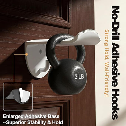 Adhesive Hat Hooks for Wall, 8 Pack, 2.9" Cowboy Hat Rack Prevents Deformation, Hat Hangers with Key Hook for Baseball Caps & Fedora, Drill or Stick, Western Decor Organizer, White