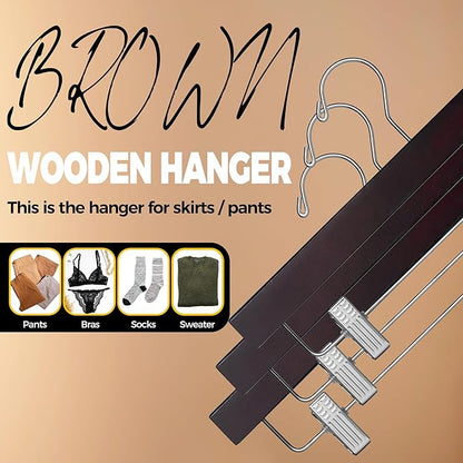 Quality Hangers Wooden Pants Hangers - 100-Pack Swivel Hook Cloth Hanger Set - Lotus Wood Skirt, Pant, Shorts and Slack Hangers with Adjustable Clip – Clothing Hanger Set (Mahogany, 100)