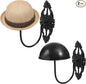 MyGift 2 Pcs Hat Holder, Cowboy Hat Rack Display Wall Mounted, Baseball Cap Organizer, Wig Helmet Hanger for Wall, Black Metal